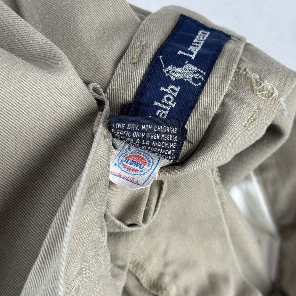 80's Vtg Ralph Lauren Khaki 7" Shorts Women's 10 Pleated High Waist USA Union - Picture 10 of 10